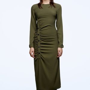Zara draped khaki dress